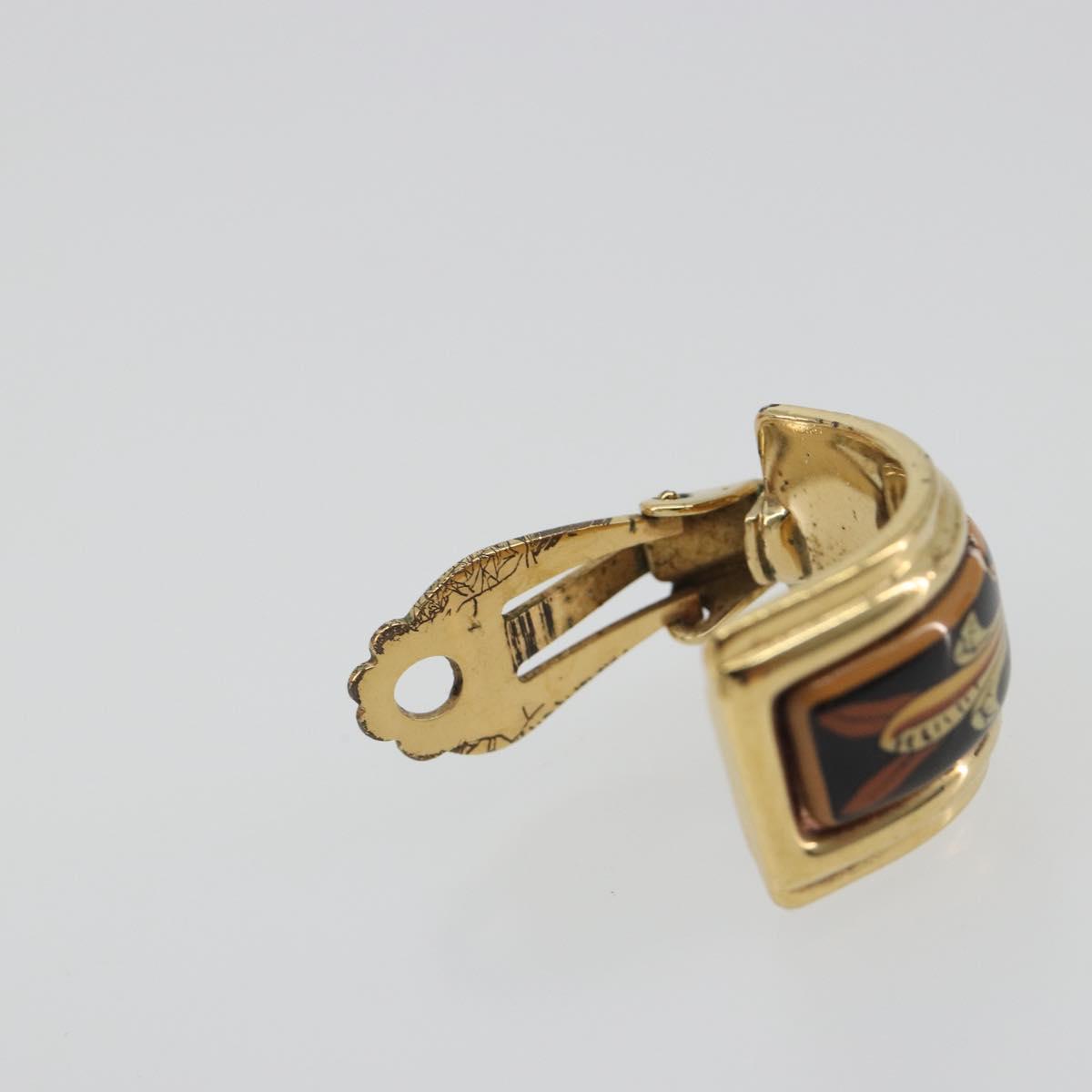 HERMES Earring Metal Gold Tone Auth 198808V