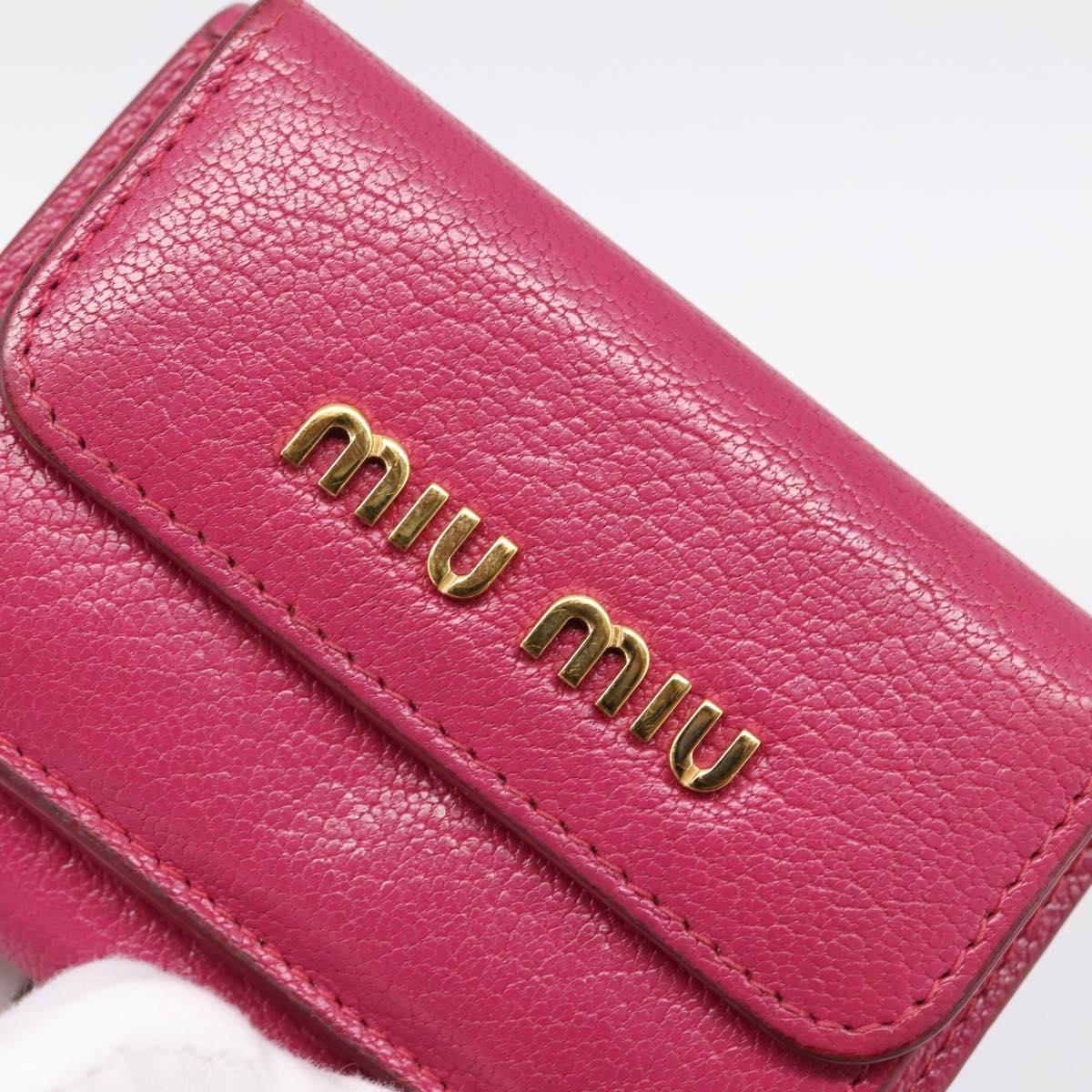 Miu Miu Compact Wallet Leather Pink Gold Auth 198809A