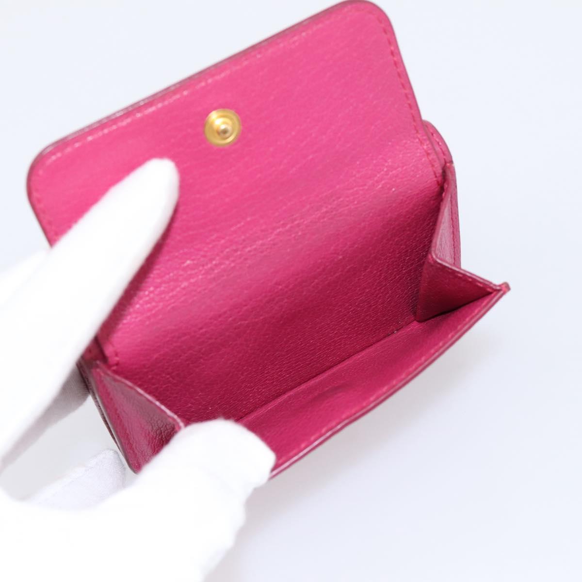 Miu Miu Compact Wallet Leather Pink Gold Auth 198809A