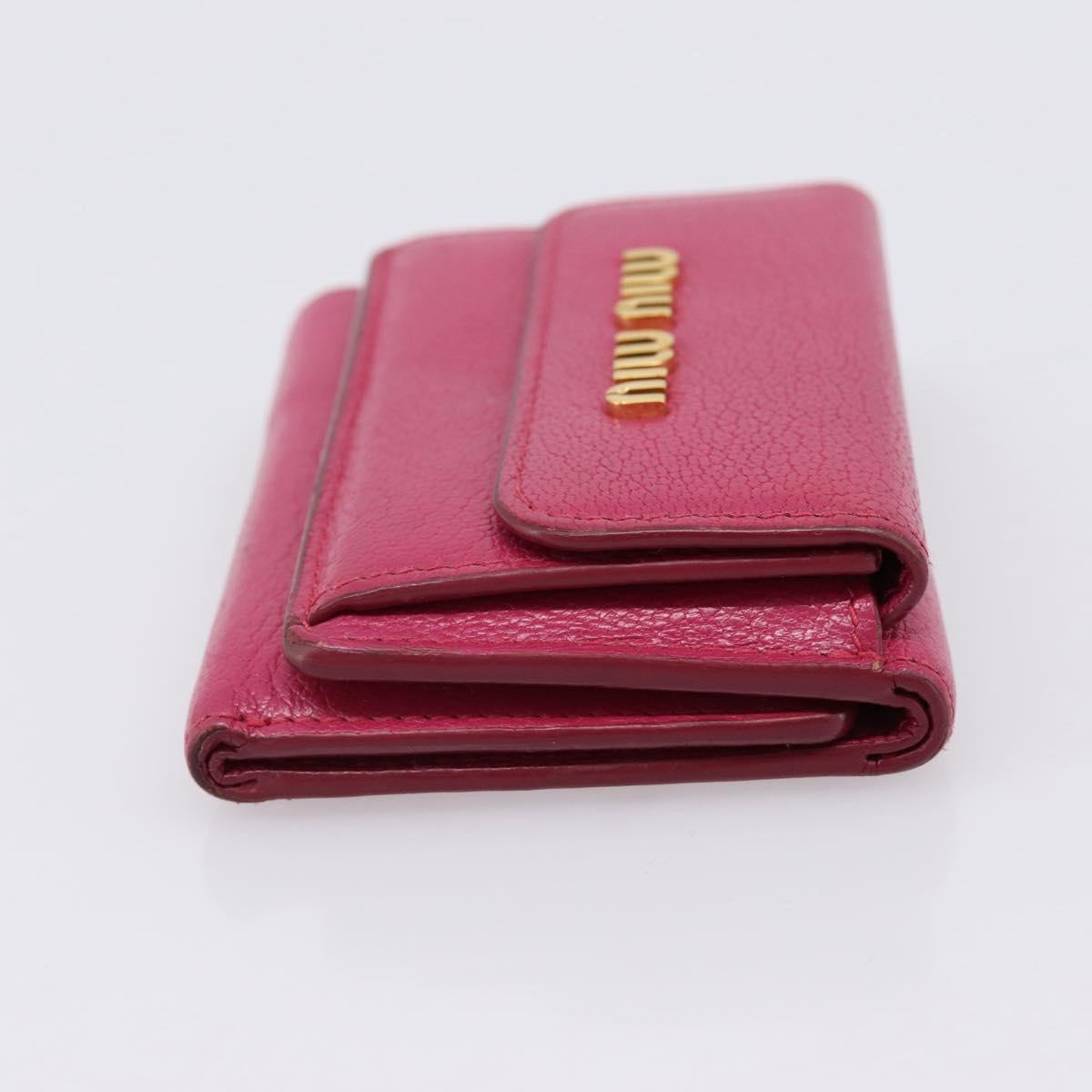 Miu Miu Compact Wallet Leather Pink Gold Auth 198809A