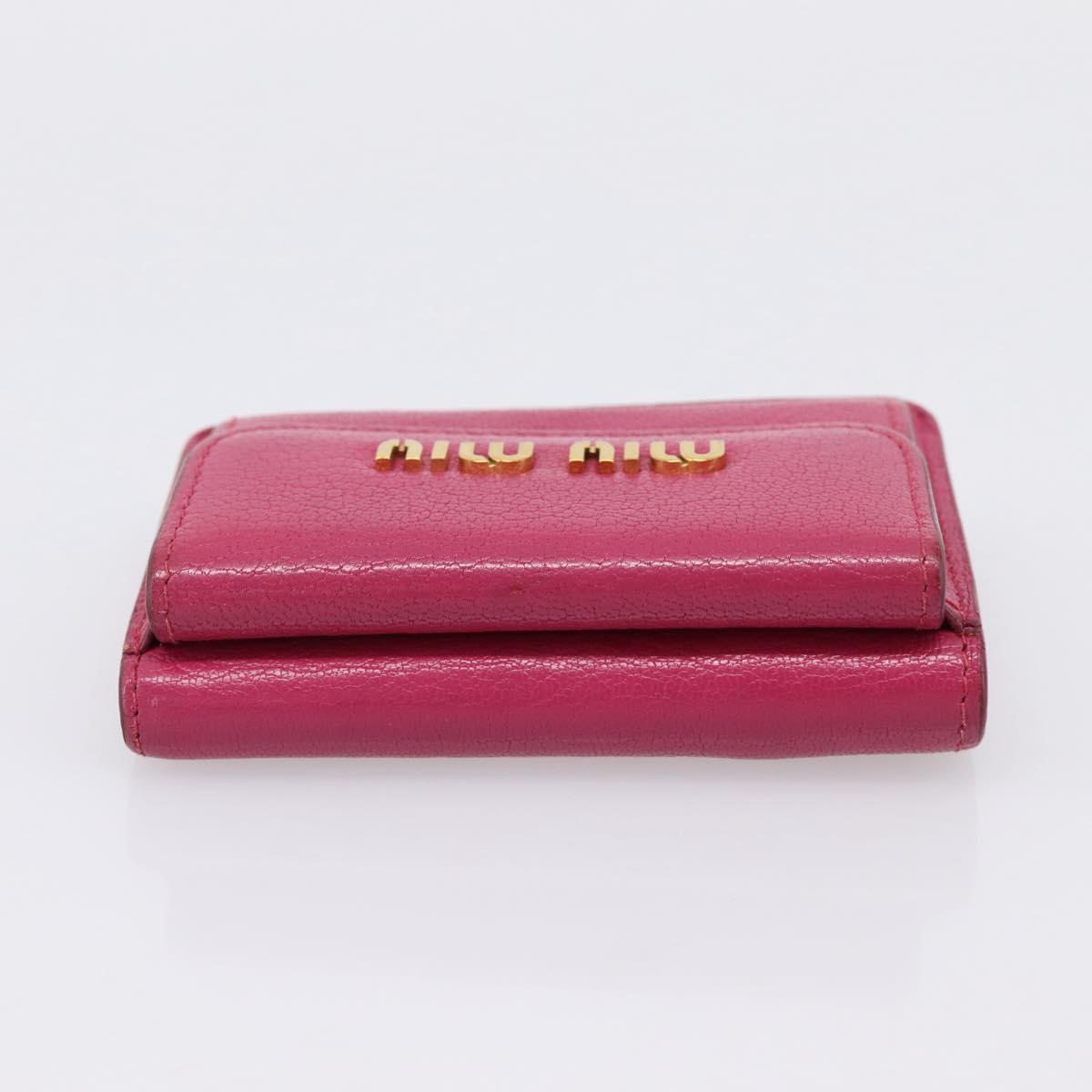 Miu Miu Compact Wallet Leather Pink Gold Auth 198809A