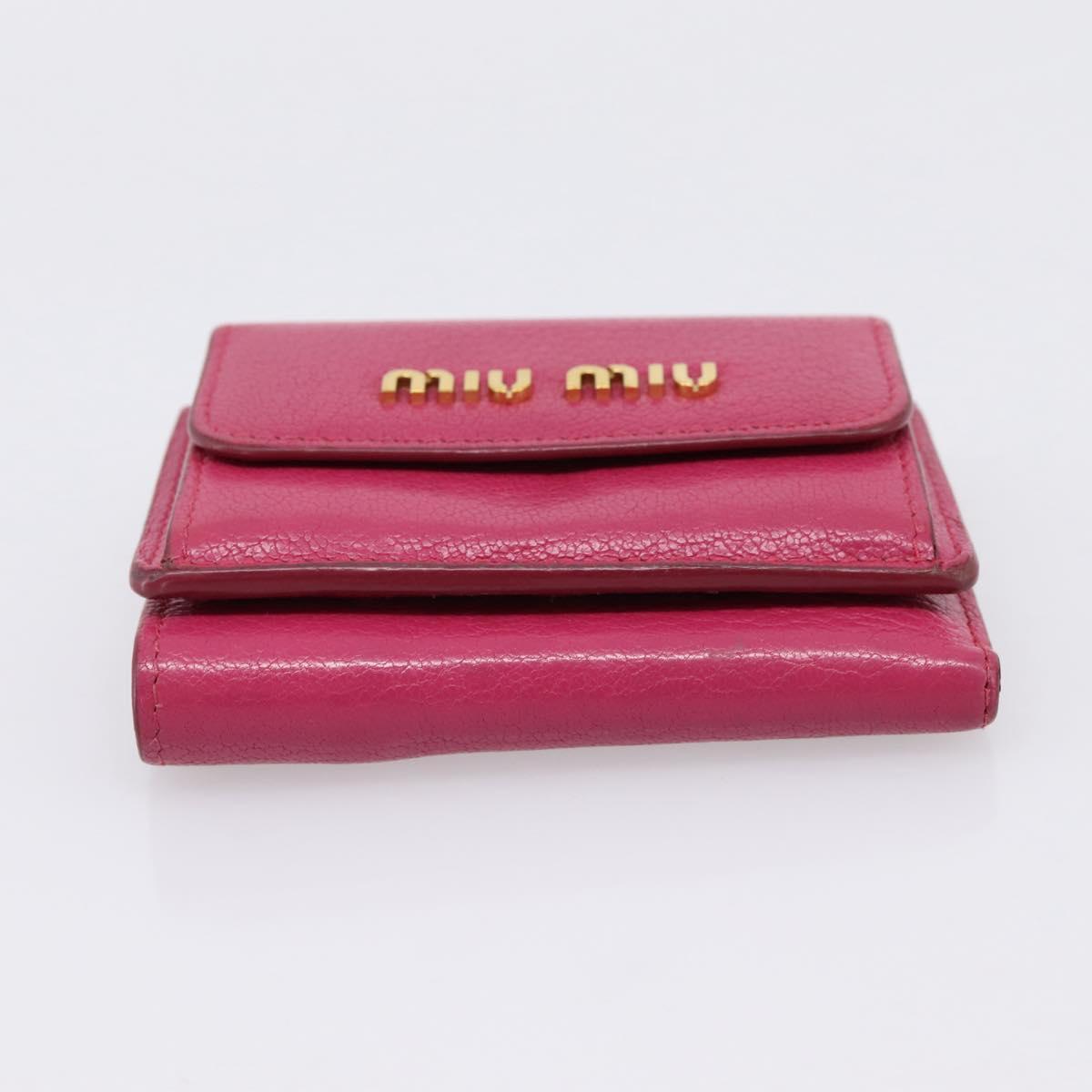 Miu Miu Compact Wallet Leather Pink Gold Auth 198809A