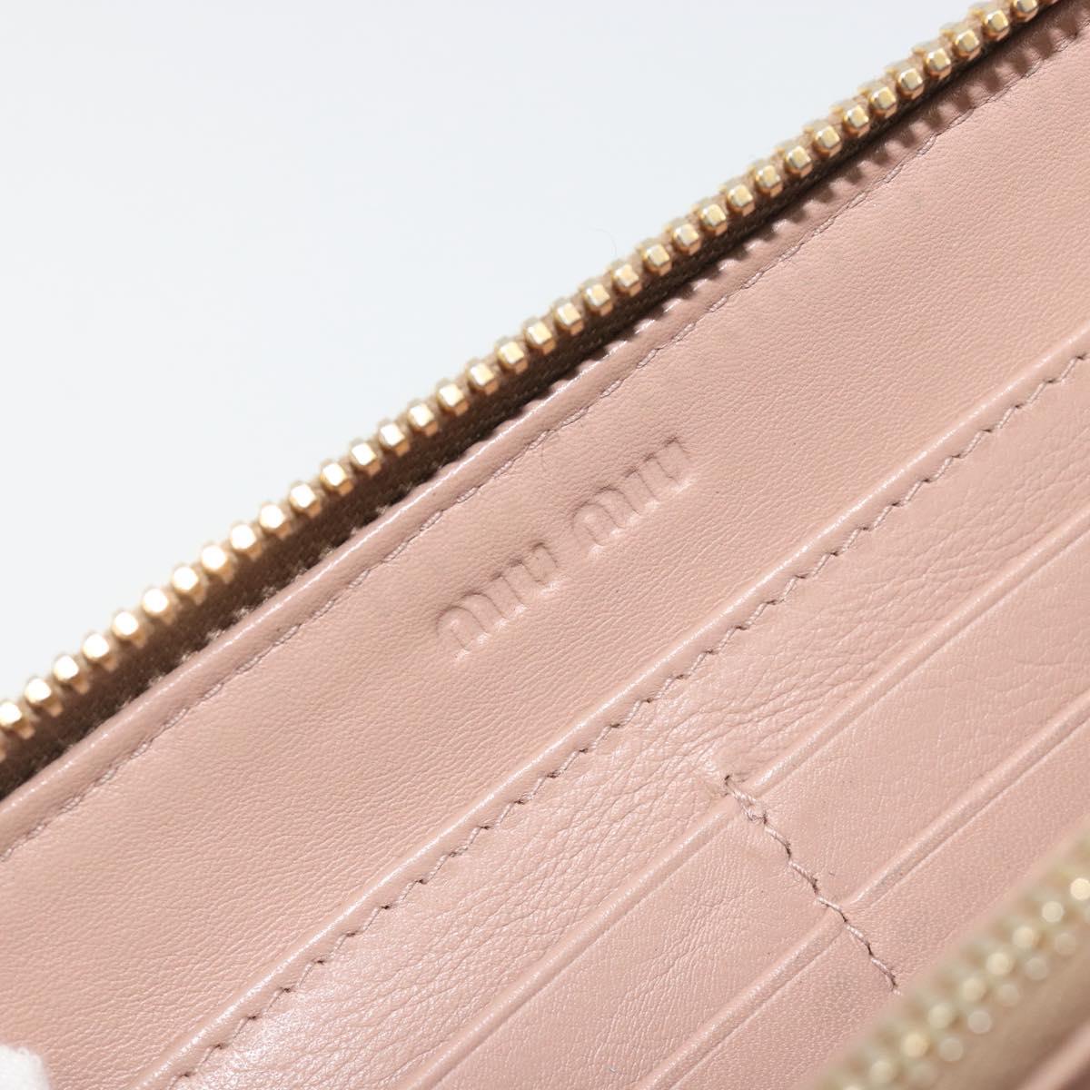 Miu Miu Long Wallet Leather Pink Gold Silver Auth 198810A