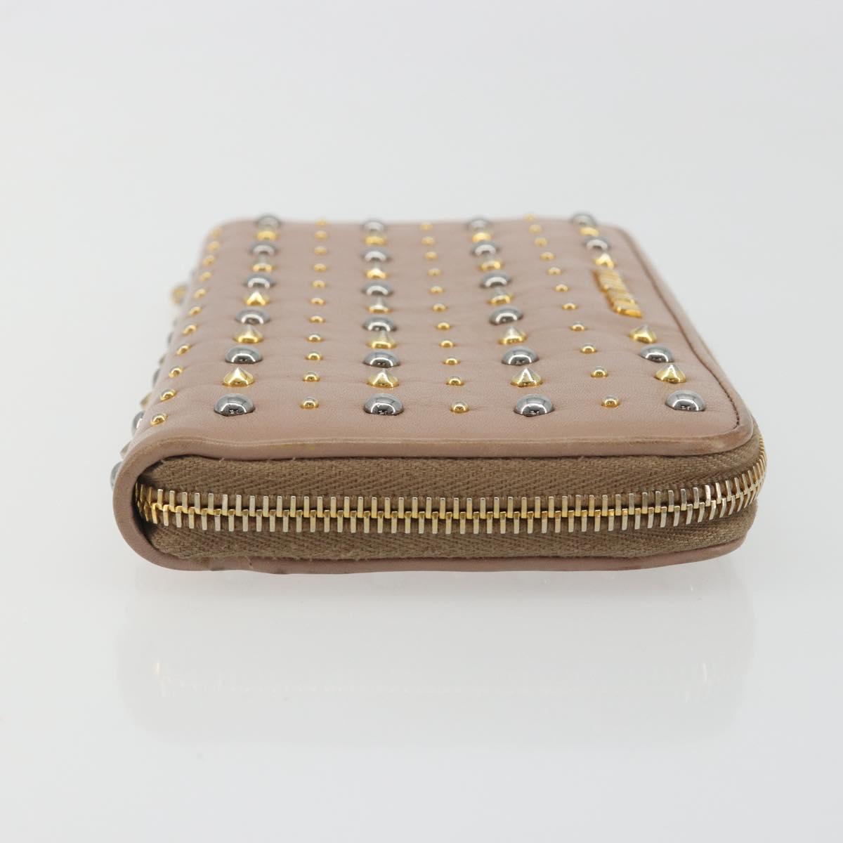 Miu Miu Long Wallet Leather Pink Gold Silver Auth 198810A