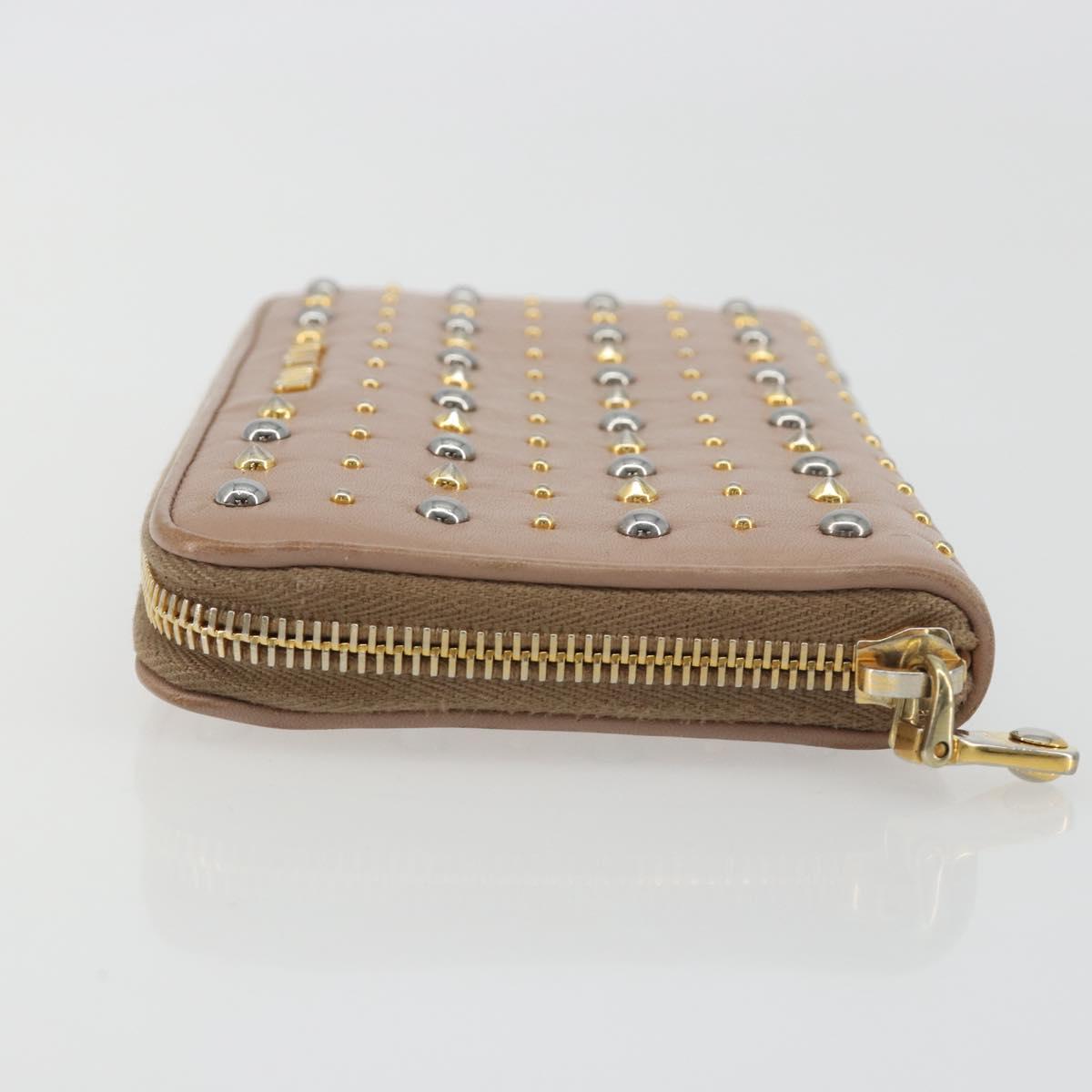 Miu Miu Long Wallet Leather Pink Gold Silver Auth 198810A