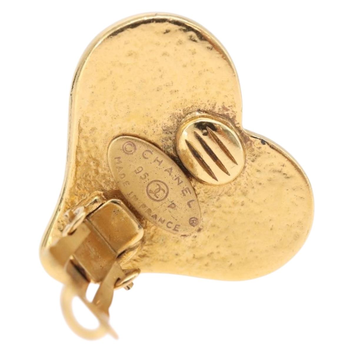 CHANEL Earring Metal Gold Tone CC Auth 198811V