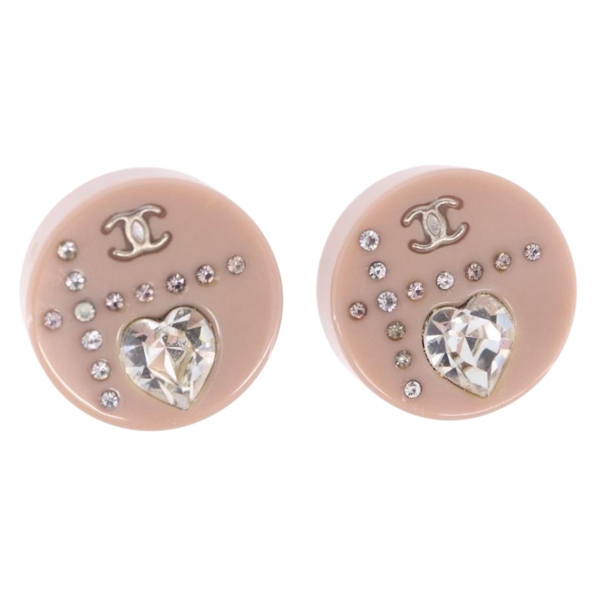 CHANEL Pierce Plastic Pink CC Auth 198812A