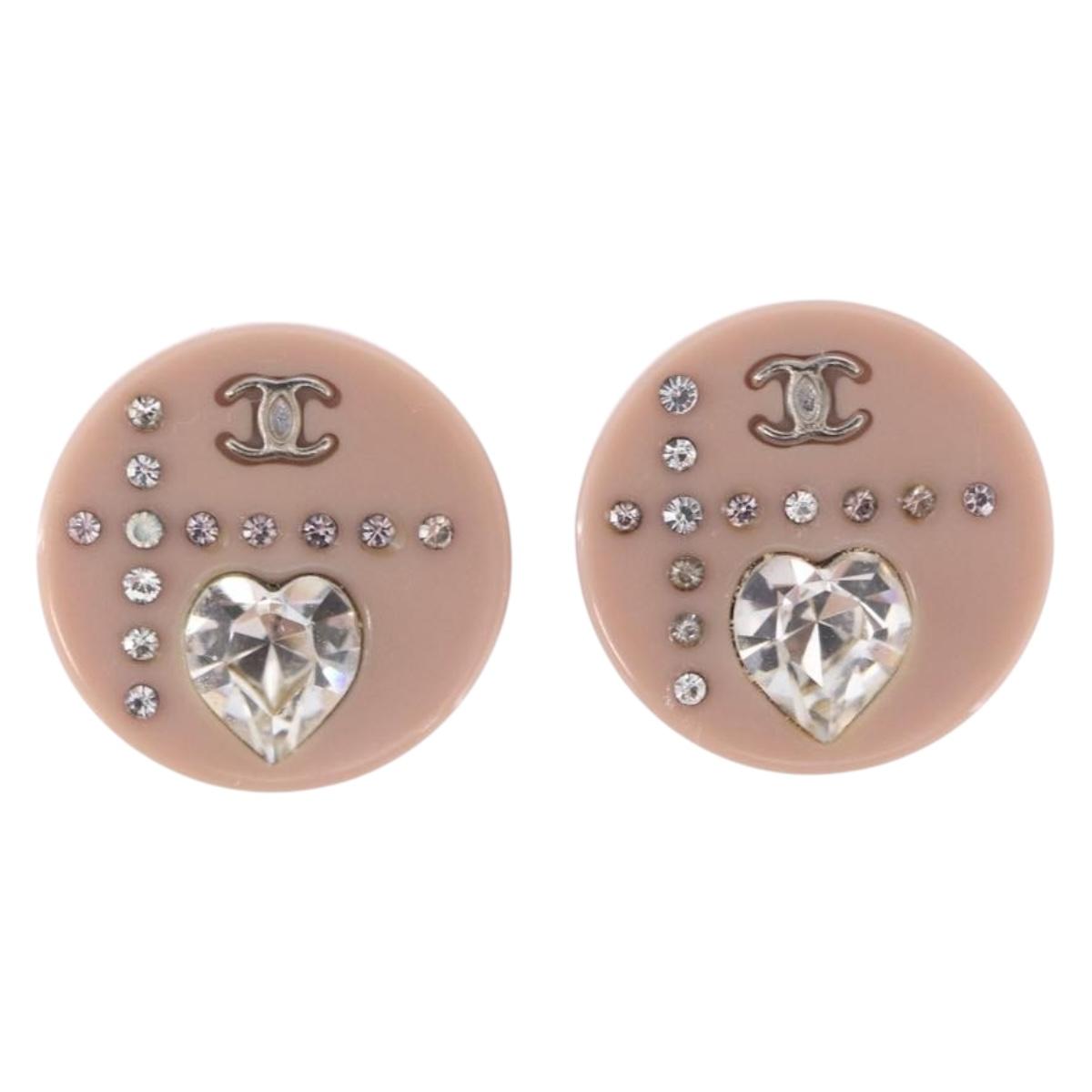 CHANEL Pierce Plastic Pink CC Auth 198812A