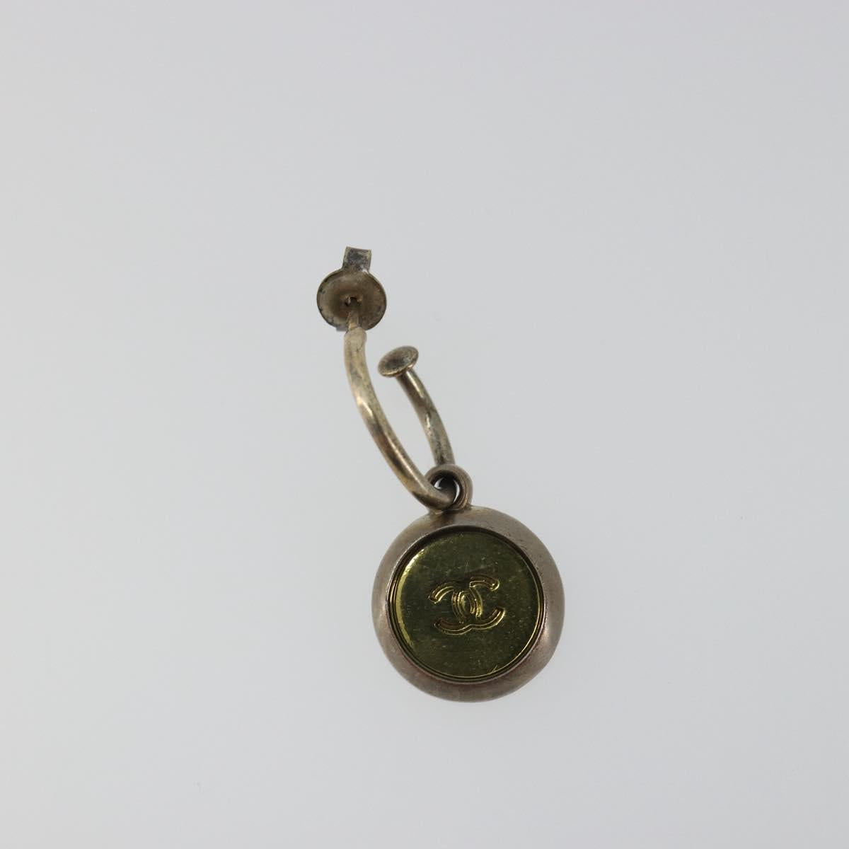 CHANEL Pierce Metal Silver CC Auth 198817