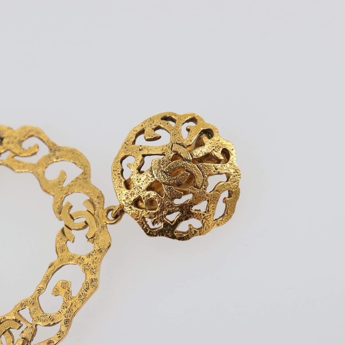 CHANEL Pierce Metal Gold Tone CC Auth 198818V