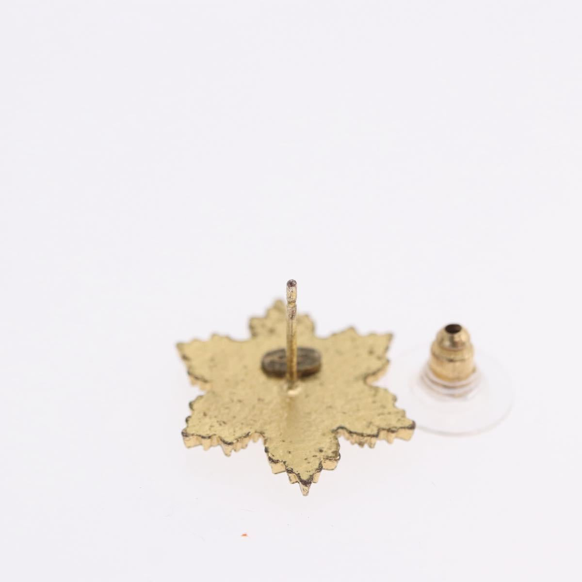 CHANEL Pierce Metal Gold Tone CC Auth 198819