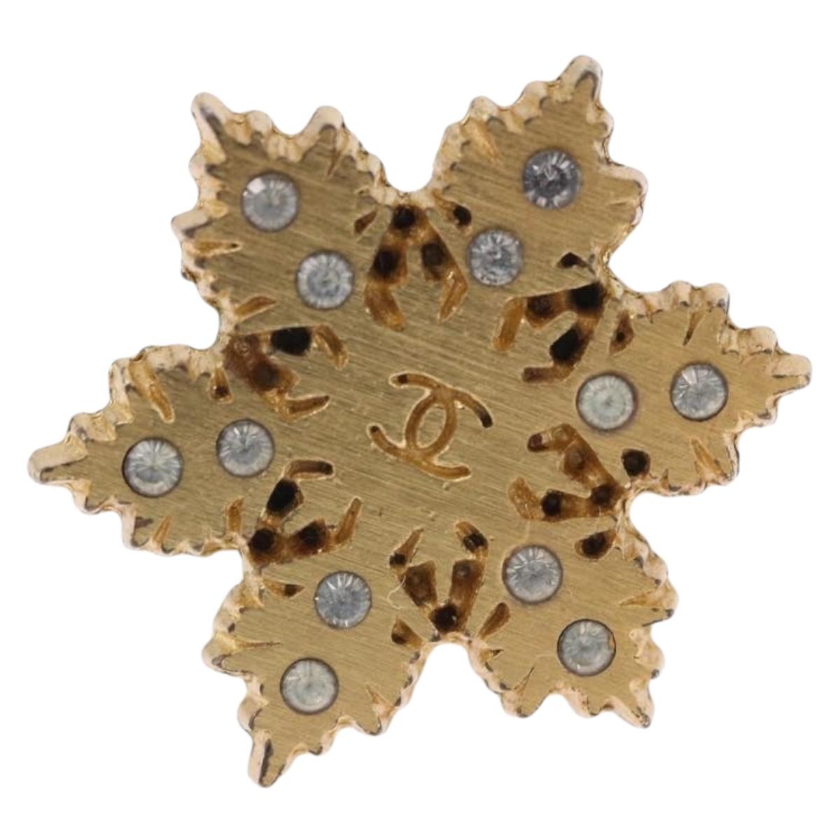 CHANEL Pierce Metal Gold Tone CC Auth 198819