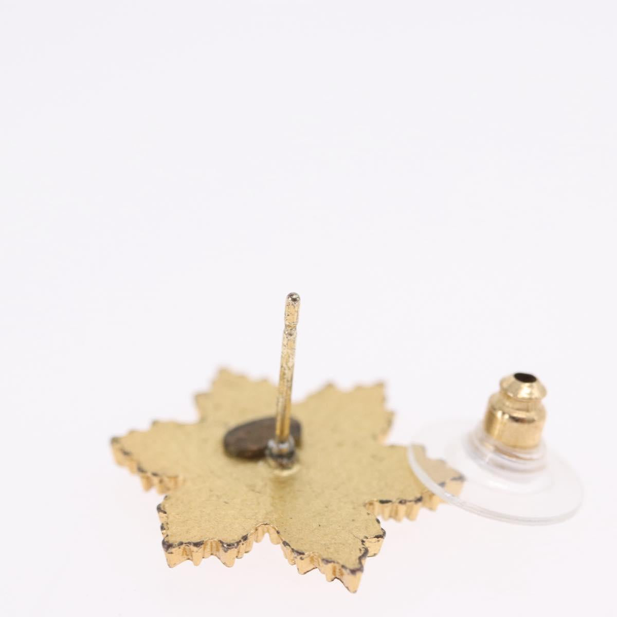 CHANEL Pierce Metal Gold Tone CC Auth 198819