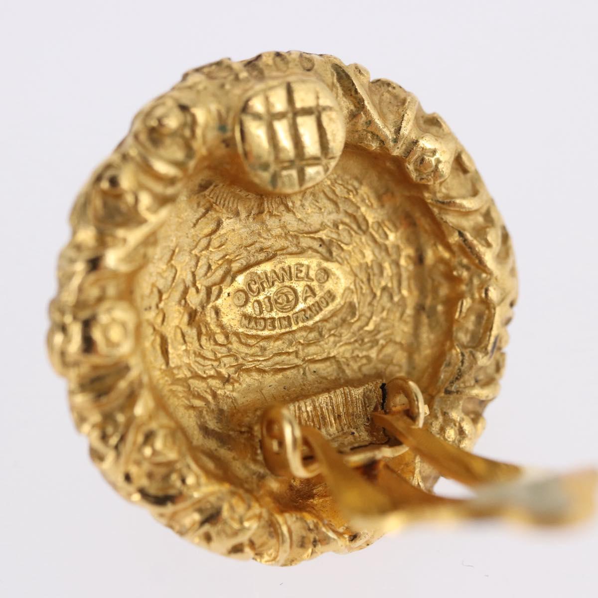 CHANEL Earring Metal Gold Tone CC Auth 198820