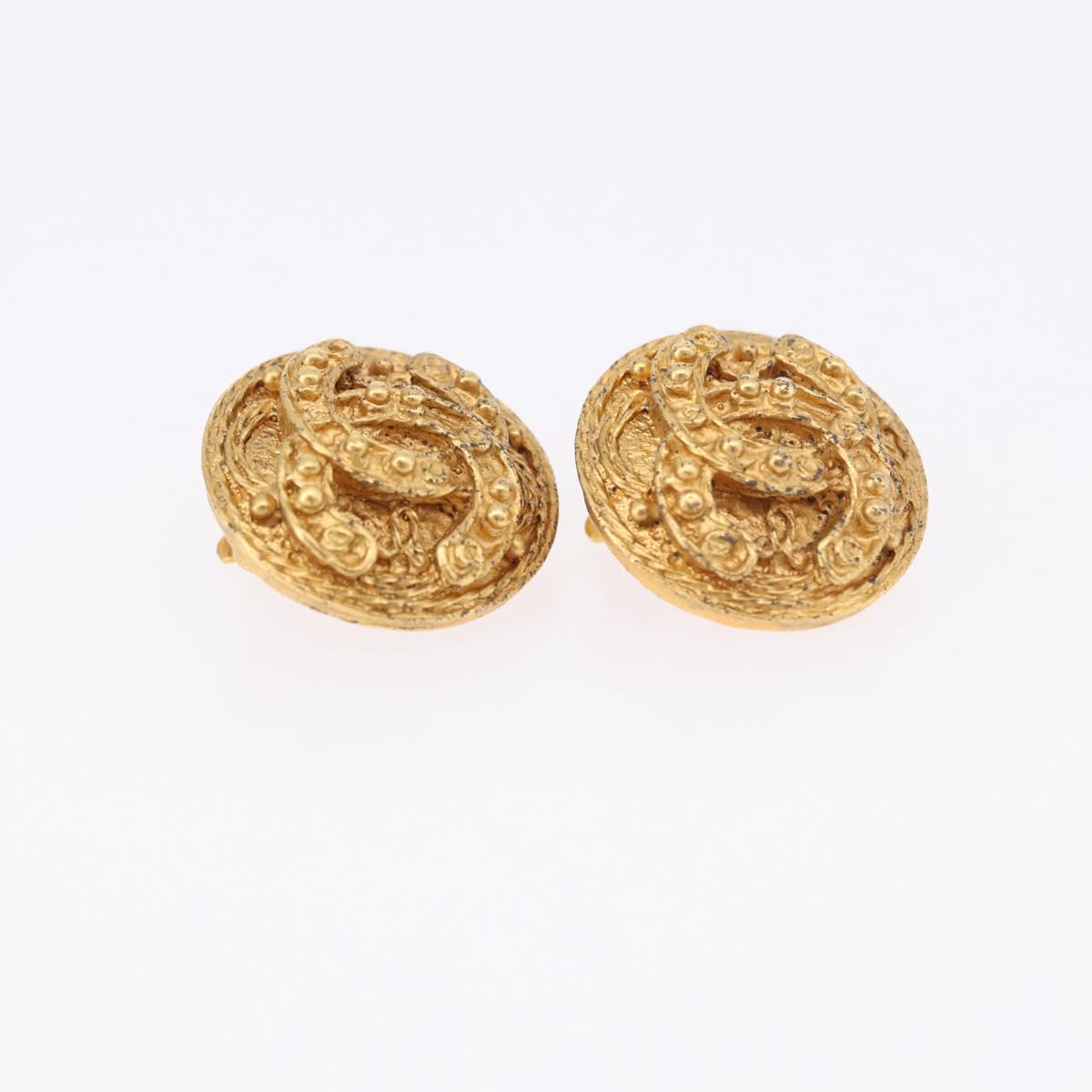 CHANEL Earring Metal Gold Tone CC Auth 198822V