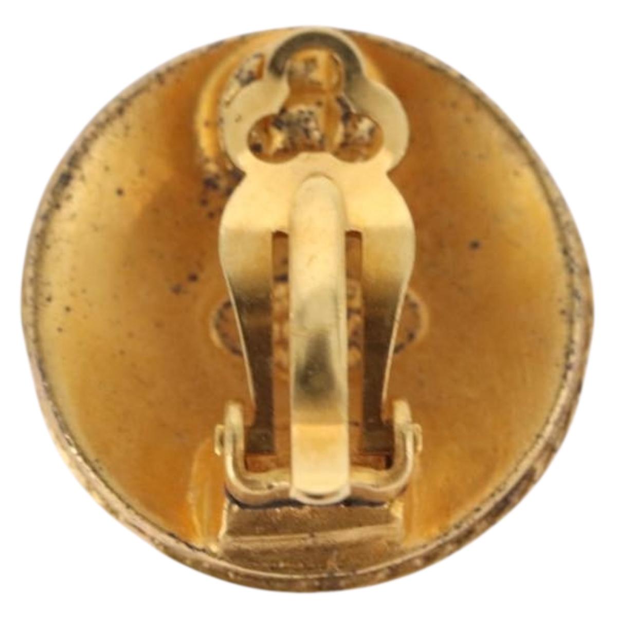 CHANEL Earring Metal Gold Tone CC Auth 198822V