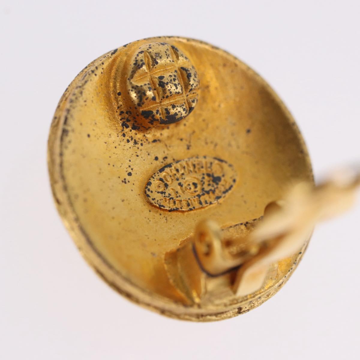 CHANEL Earring Metal Gold Tone CC Auth 198822V