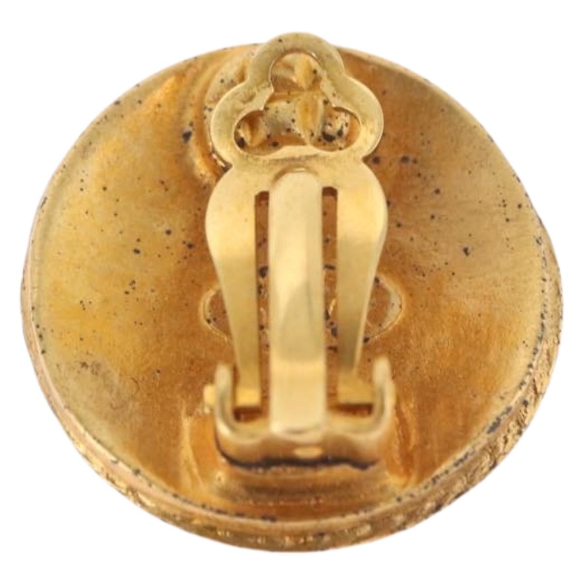 CHANEL Earring Metal Gold Tone CC Auth 198822V