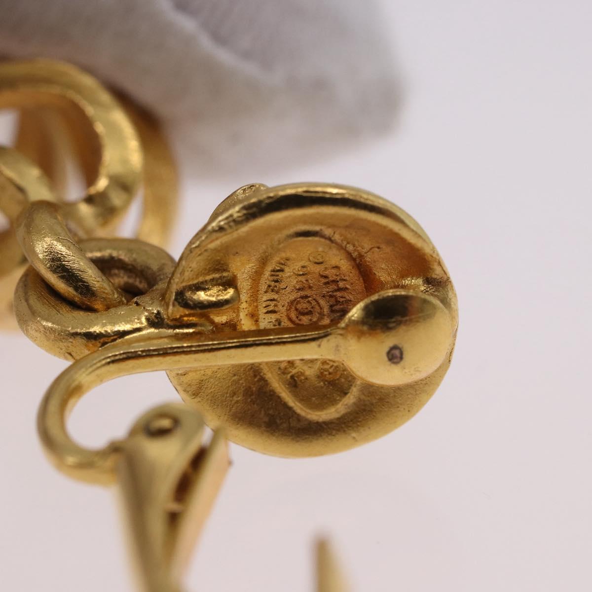 CHANEL Earring Metal Gold Tone CC Auth 198823V