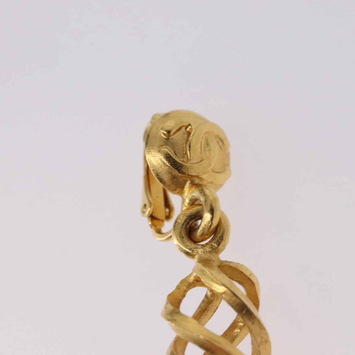 CHANEL Earring Metal Gold Tone CC Auth 198823V