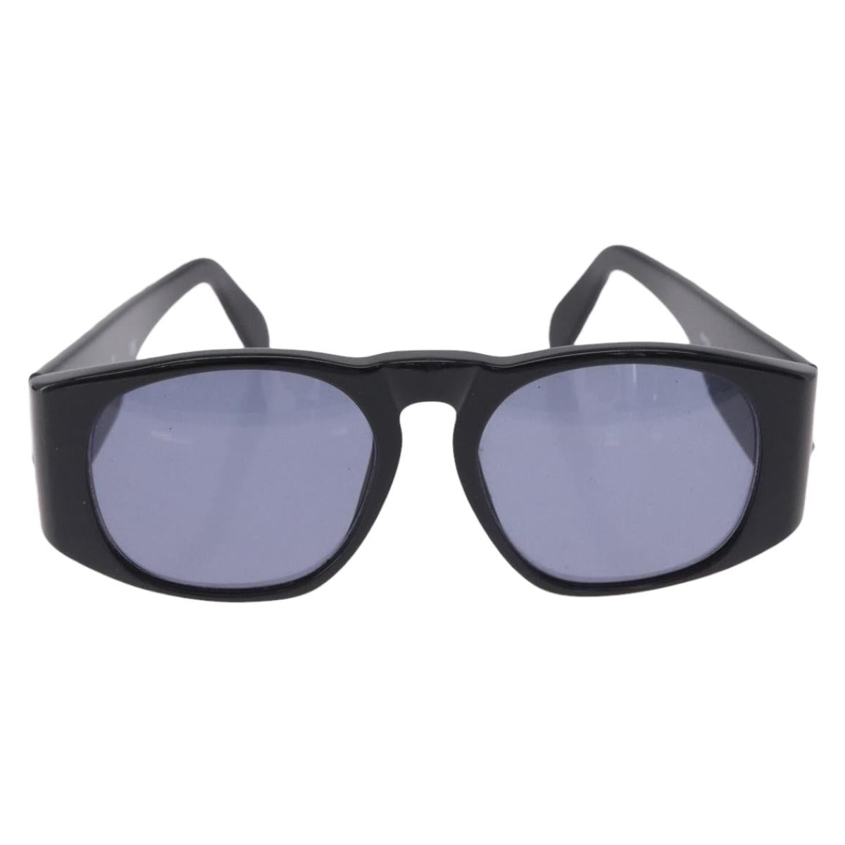 CHANEL COCO Mark Matelasse Sunglasses Plastic Black Gold CC Auth 198824