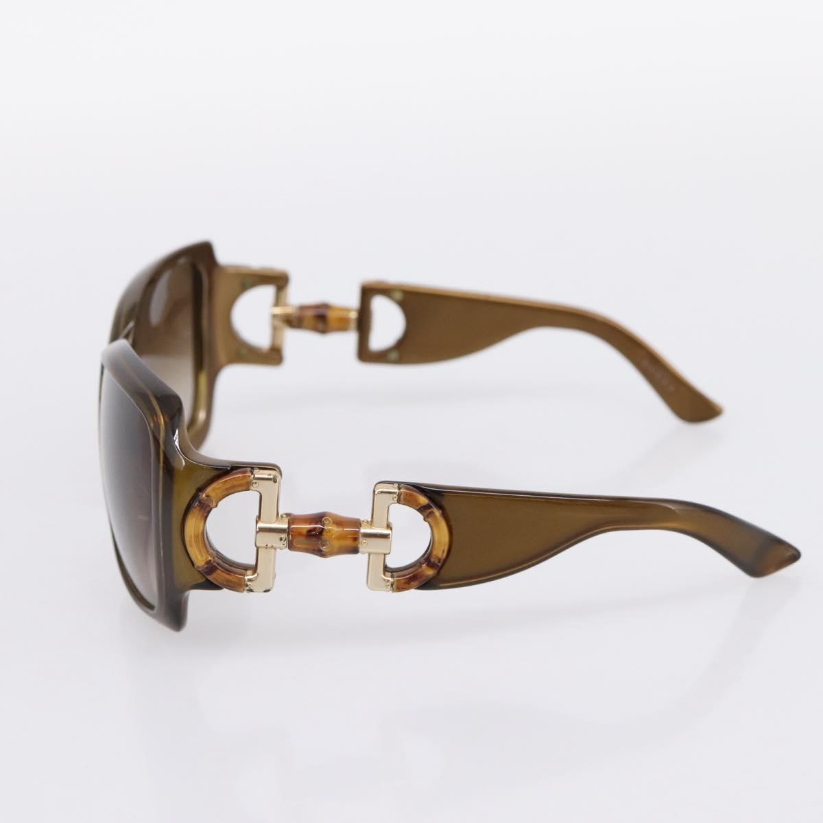 GUCCI Bamboo Horsebit Sunglasses Plastic Brown Gold Auth 198825