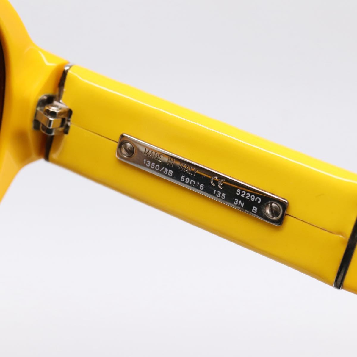 CHANEL COCO Mark Sunglasses Plastic Yellow Silver CC Auth 198826A