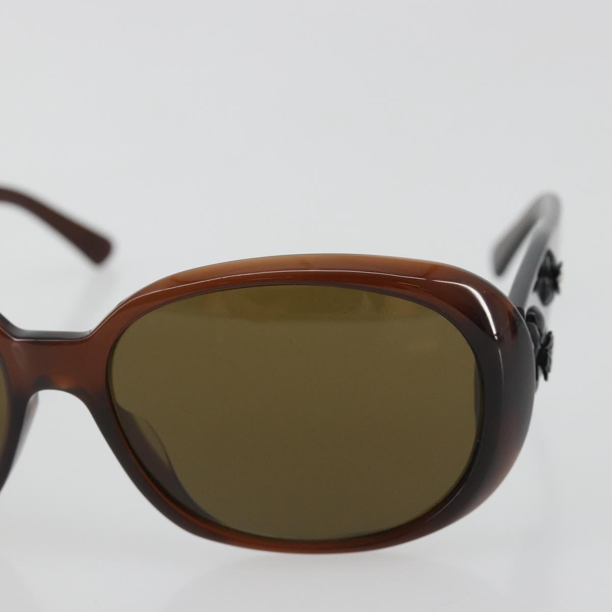 CHANEL Camelia Sunglasses Plastic Brown CC Auth 198827