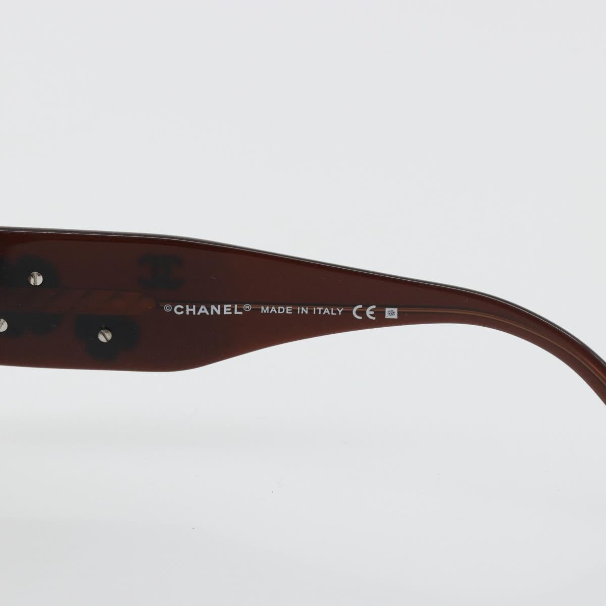 CHANEL Camelia Sunglasses Plastic Brown CC Auth 198827