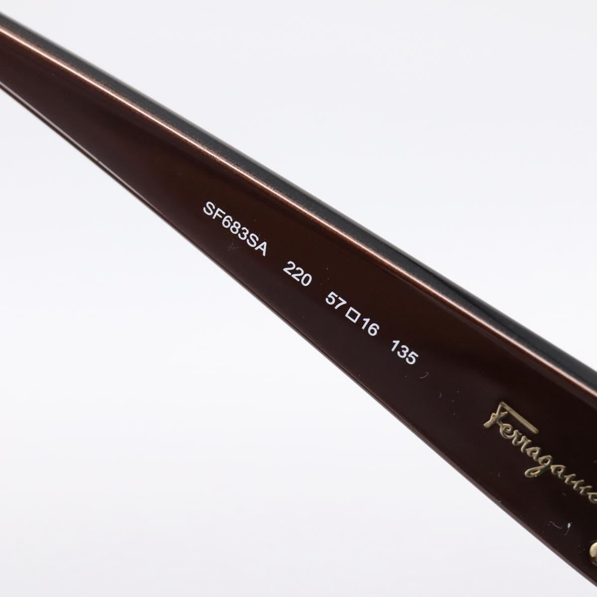 Salvatore Ferragamo Sunglasses Plastic Brown Gold Auth 198828A