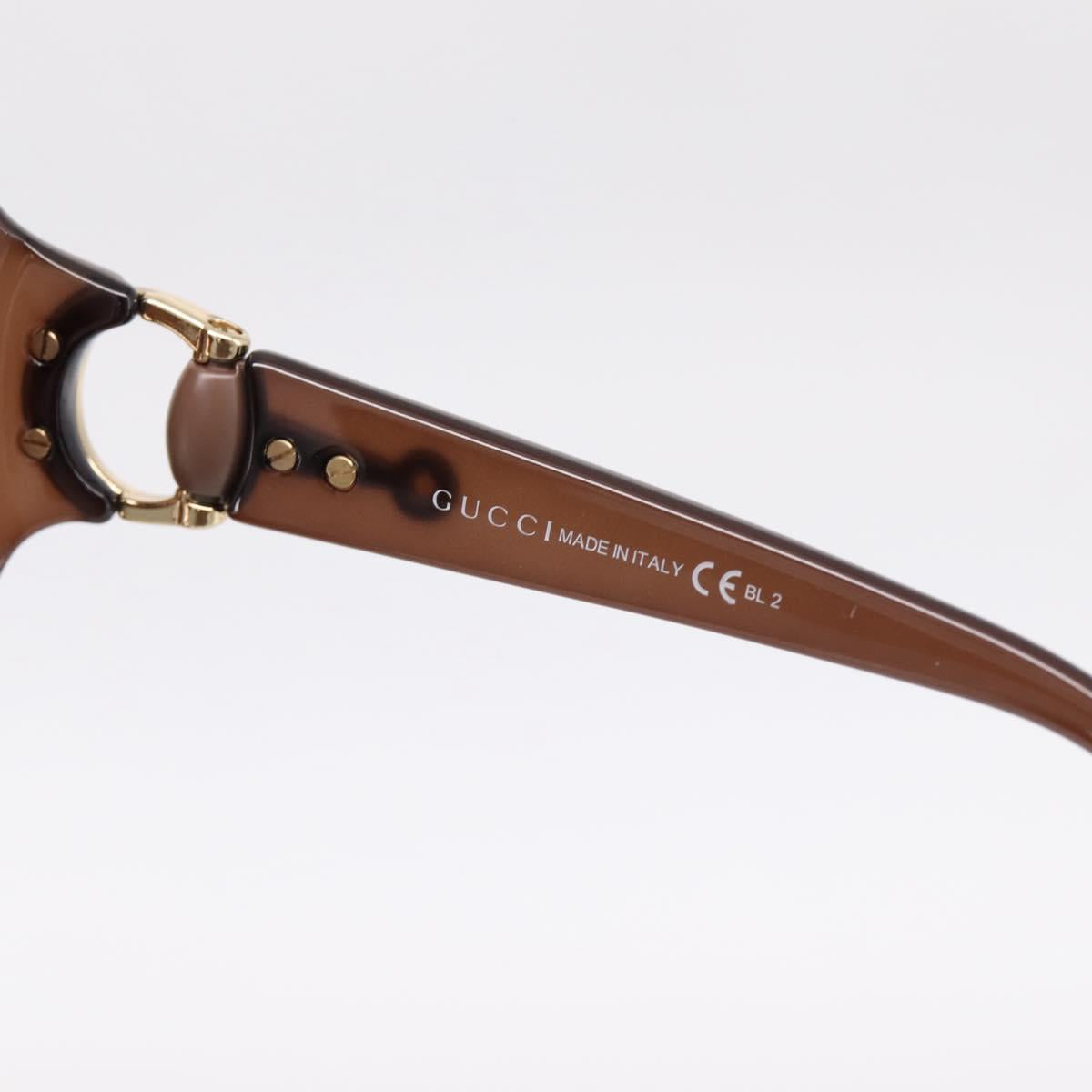 GUCCI Horsebit Sunglasses Plastic Brown Gold Auth 198829A