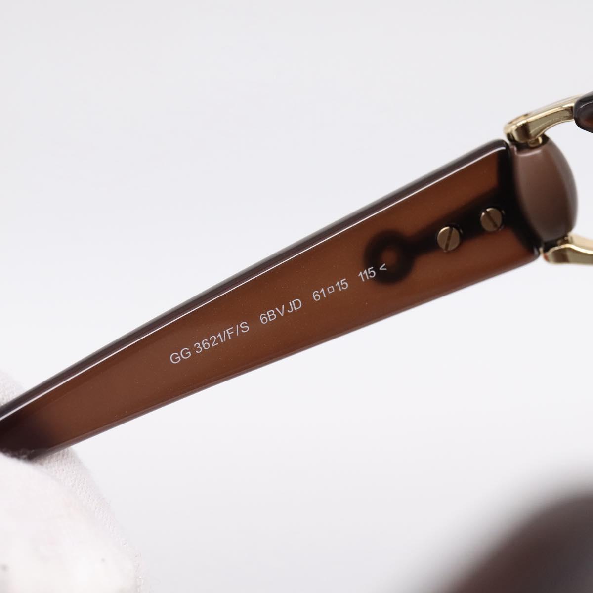 GUCCI Horsebit Sunglasses Plastic Brown Gold Auth 198829A