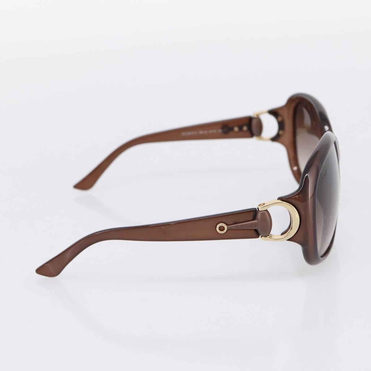 GUCCI Horsebit Sunglasses Plastic Brown Gold Auth 198829A