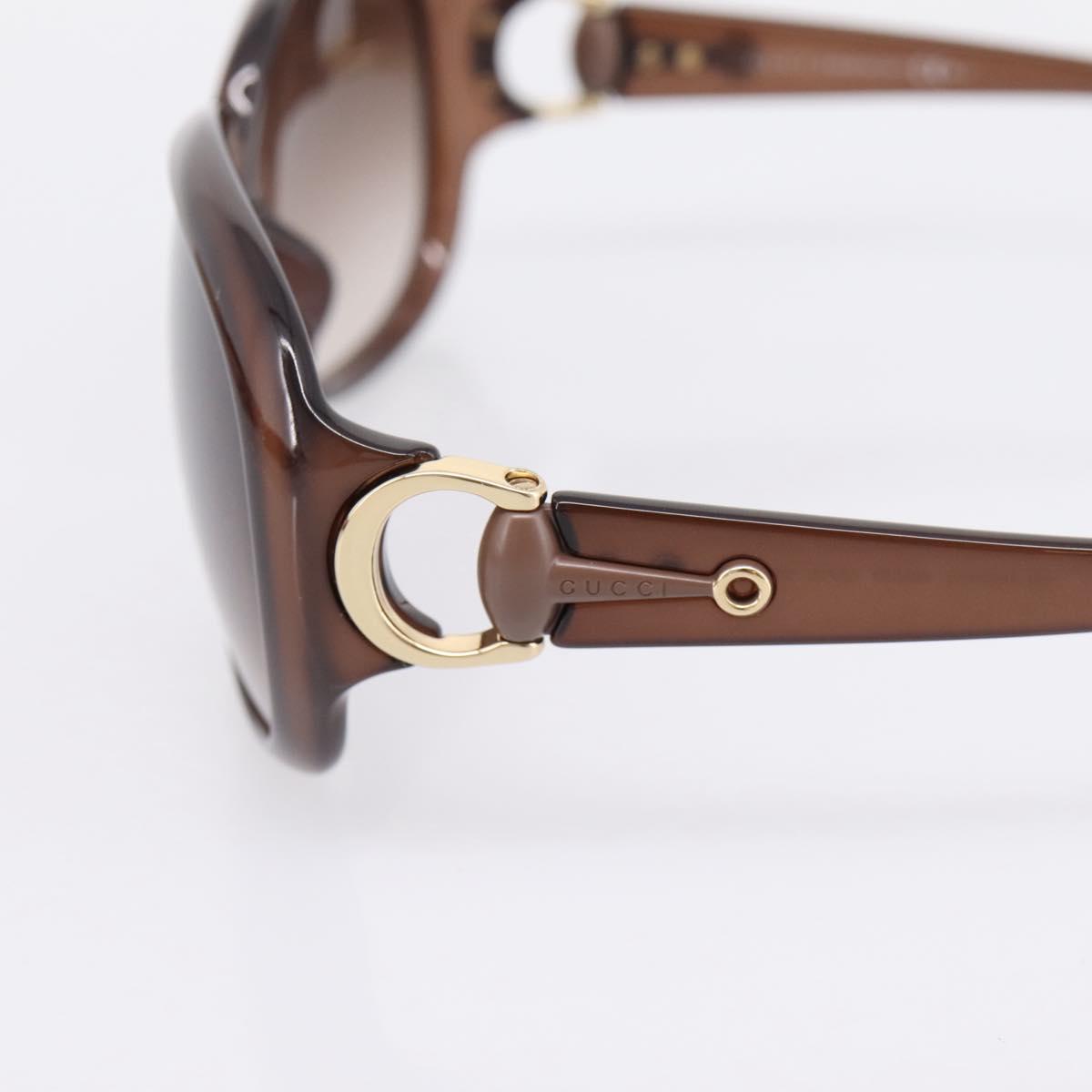 GUCCI Horsebit Sunglasses Plastic Brown Gold Auth 198829A