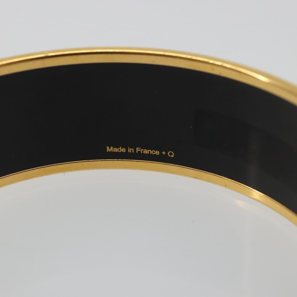 HERMES Email MM Bracelet Metal Black Gold Auth 198832M
