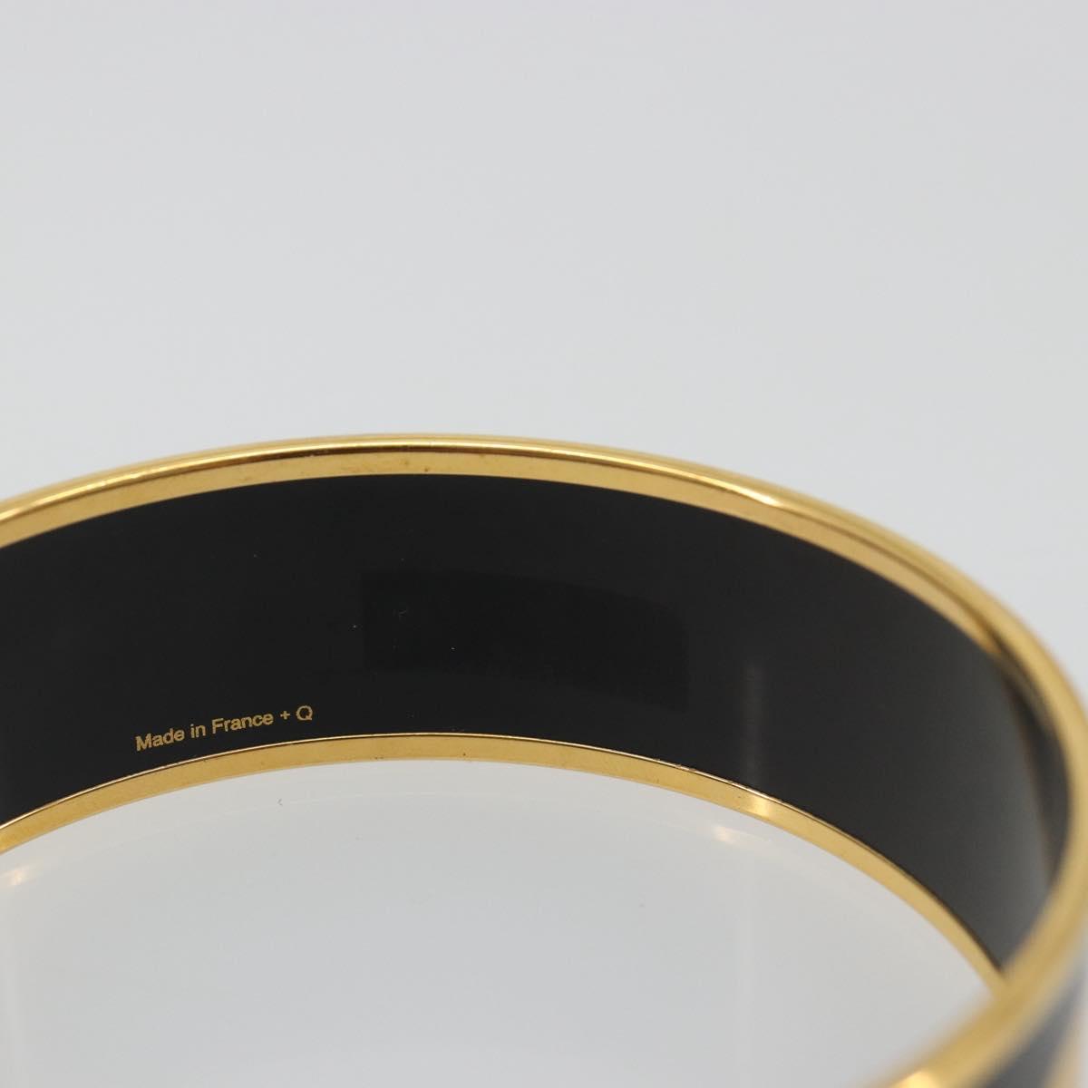 HERMES Email MM Bracelet Metal Black Gold Auth 198832M