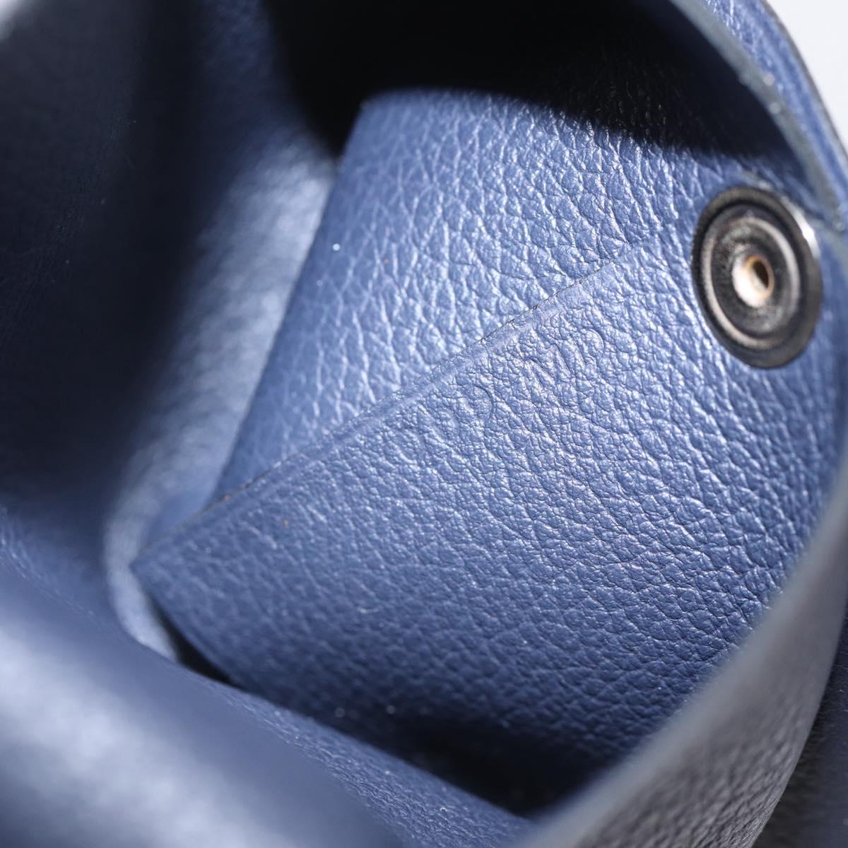 HERMES Bastia Coin Purse Leather Navy Auth 198834V