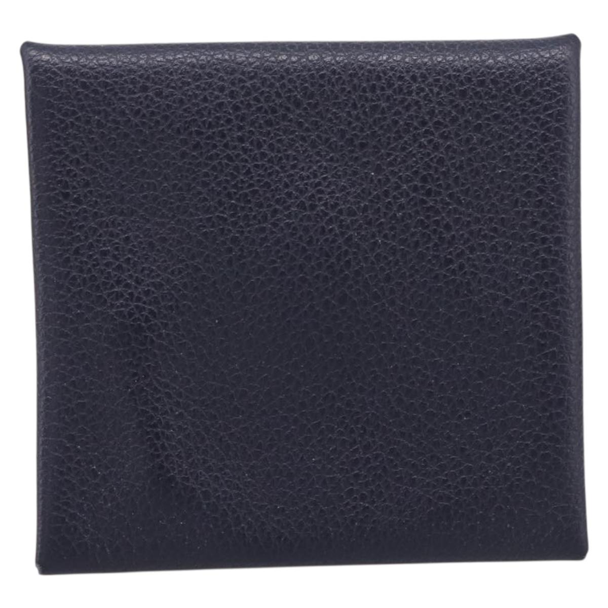 HERMES Bastia Coin Purse Leather Navy Auth 198834V