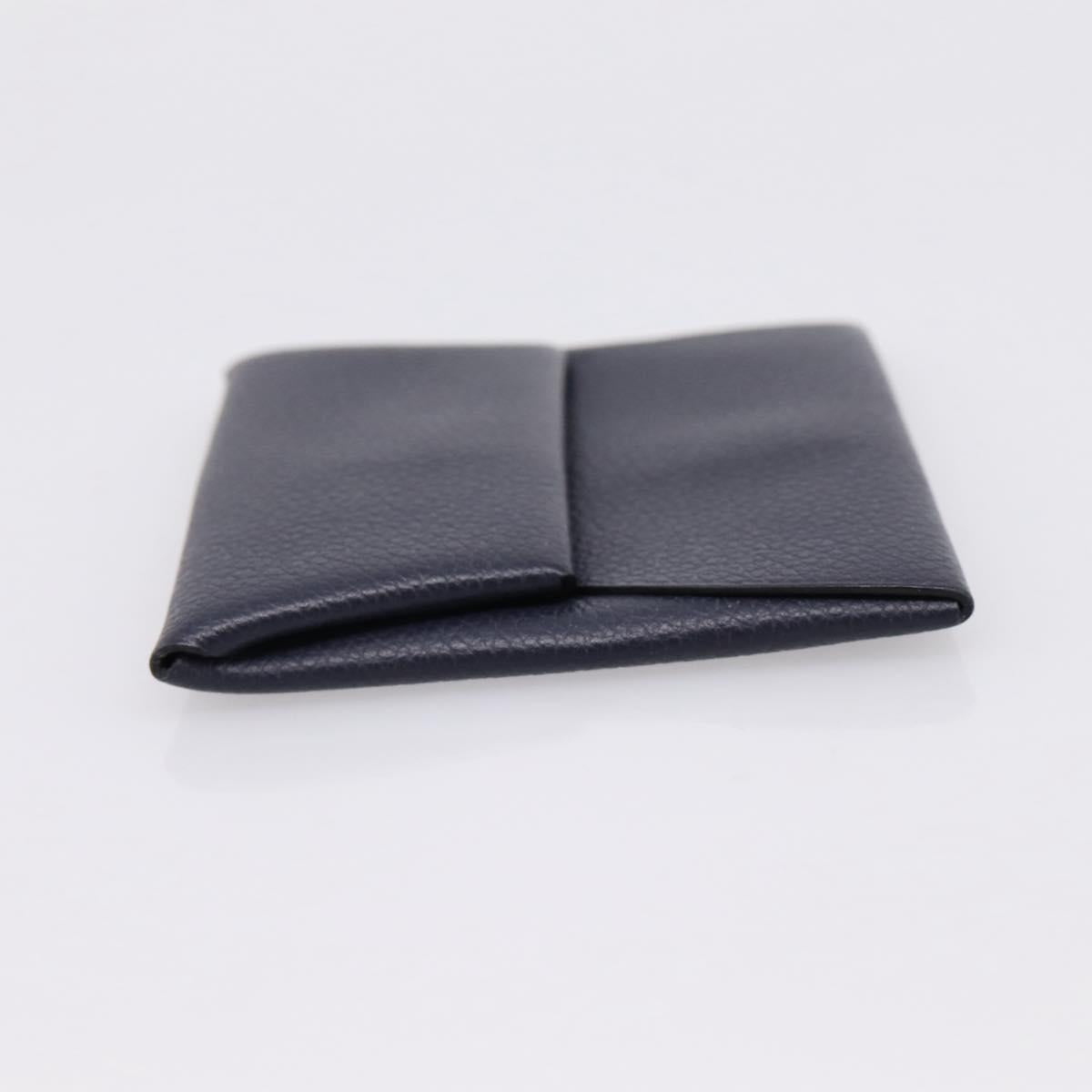 HERMES Bastia Coin Purse Leather Navy Auth 198834V