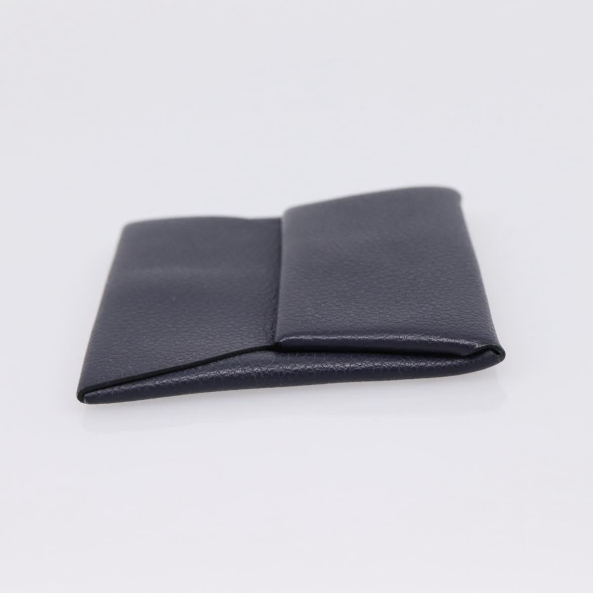 HERMES Bastia Coin Purse Leather Navy Auth 198834V