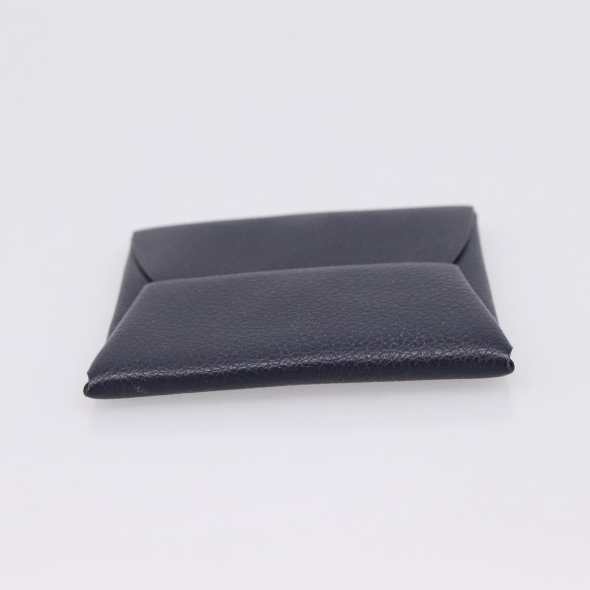 HERMES Bastia Coin Purse Leather Navy Auth 198834V