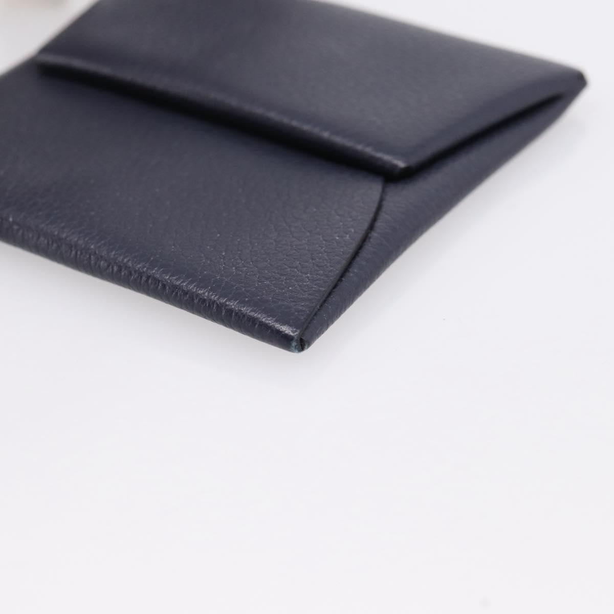 HERMES Bastia Coin Purse Leather Navy Auth 198834V