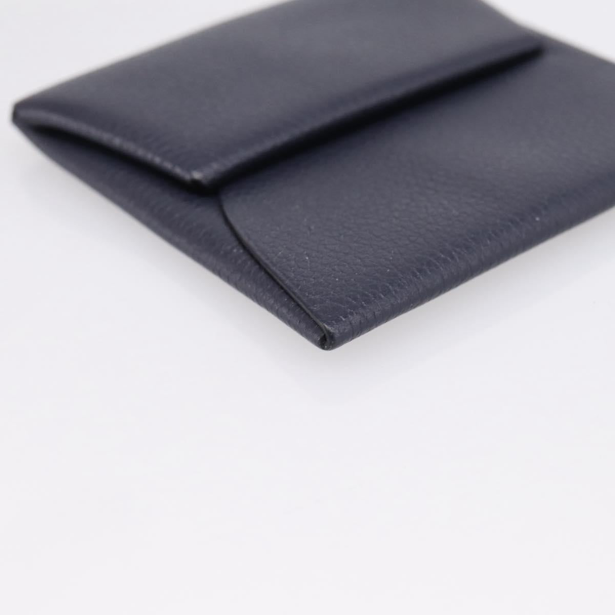 HERMES Bastia Coin Purse Leather Navy Auth 198834V