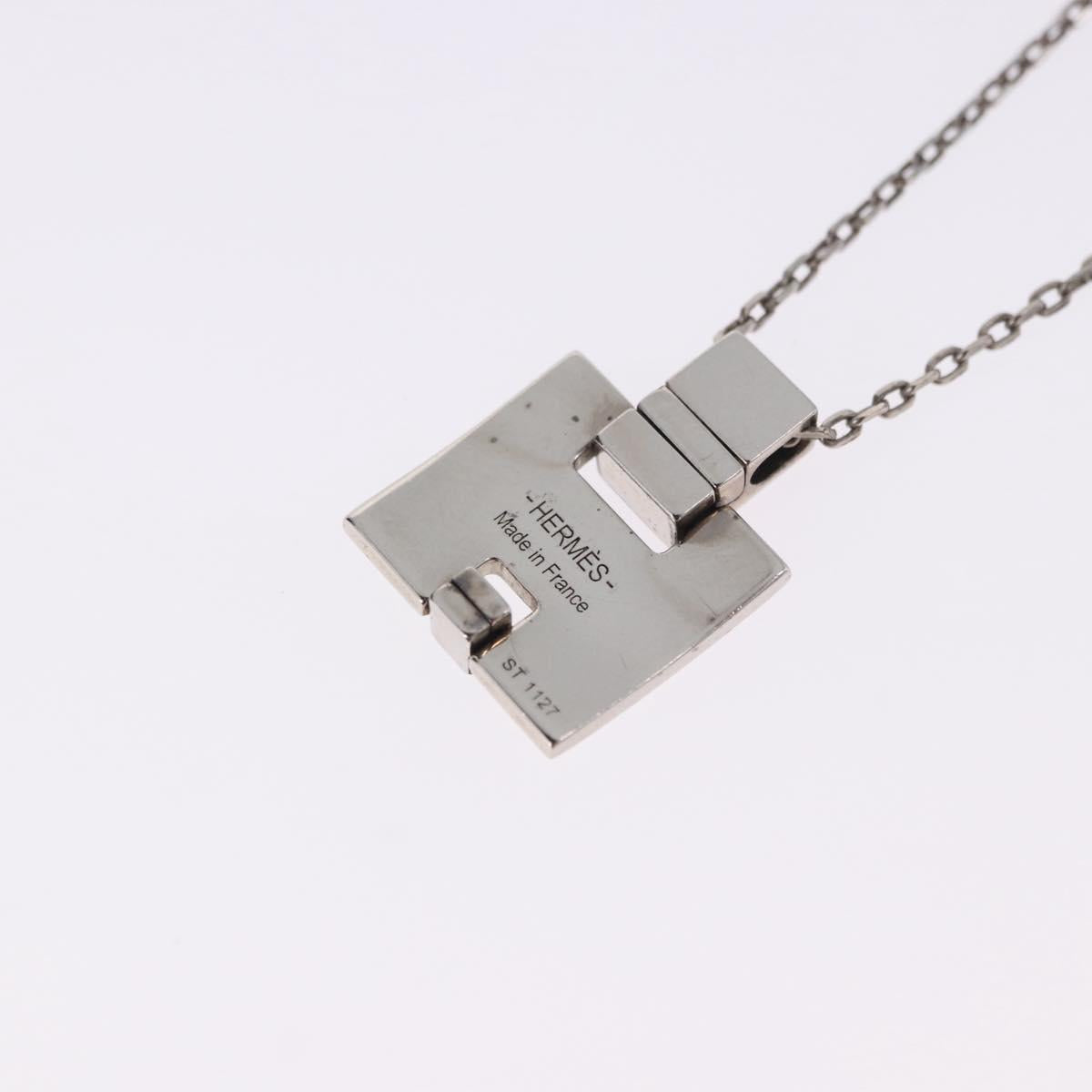 HERMES Eileen Necklace metal Silver Auth 198836V
