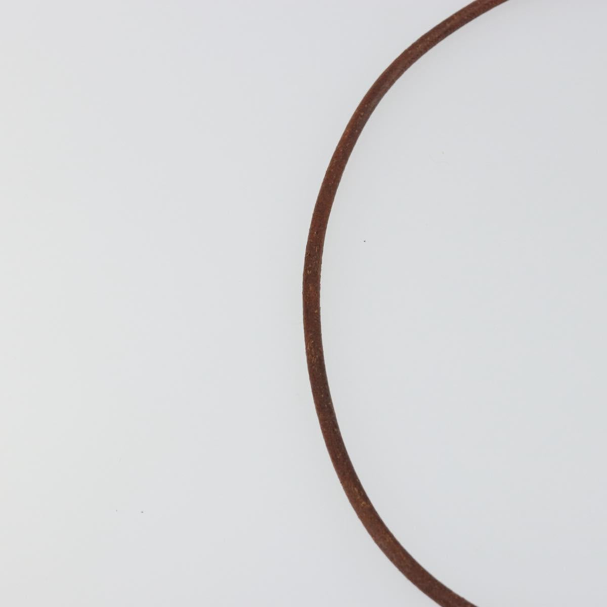HERMES Jumbo Choker Bracelet Leather Metal Brown Gold Tone Auth 198837A