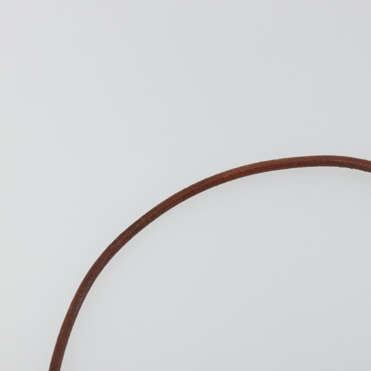 HERMES Jumbo Choker Bracelet Leather Metal Brown Gold Tone Auth 198837A