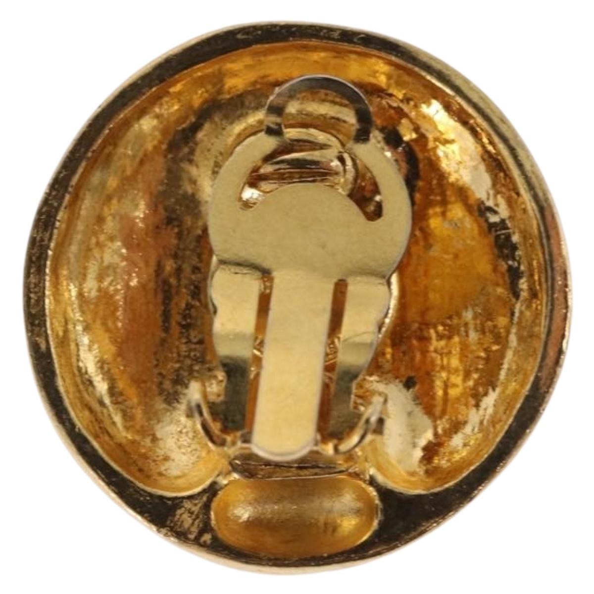 CHANEL Mademoiselle Earring Metal Gold Tone CC Auth 198838