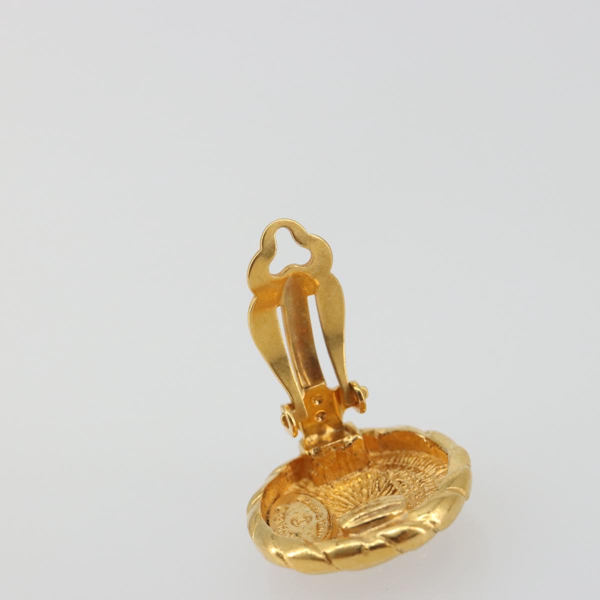 CHANEL Earring Metal Gold Tone CC Auth 198839V
