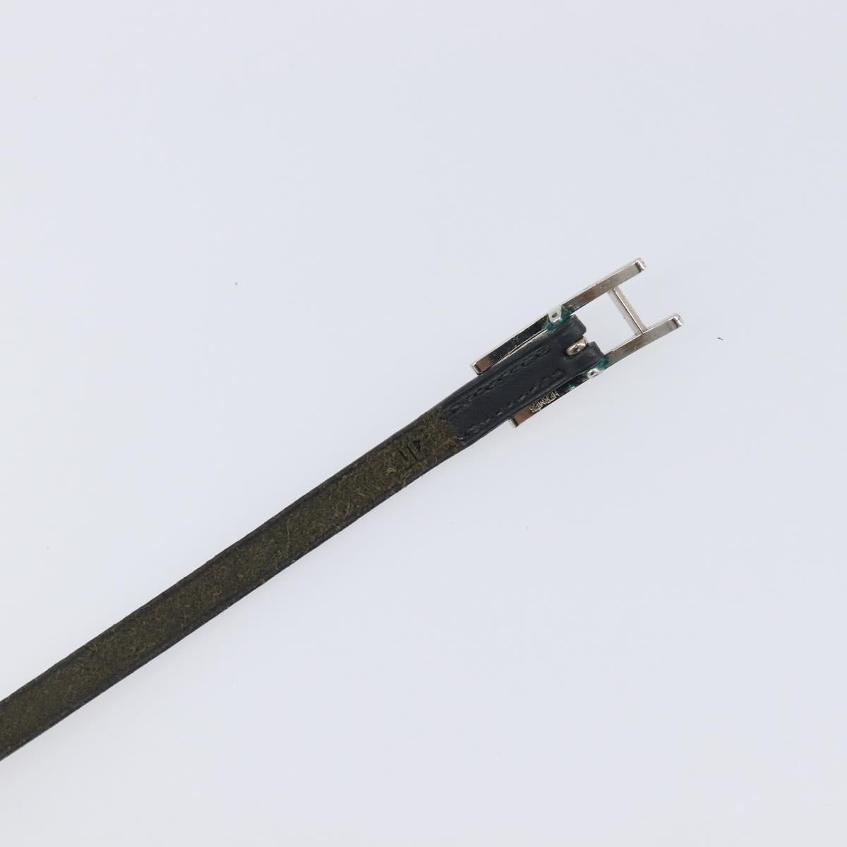HERMES Api Choker Bracelet Leather Black Silver Auth 198841A