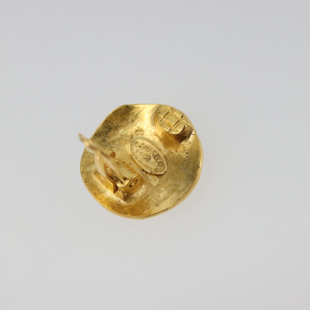 CHANEL Earring Metal Gold Tone CC Auth 198842V